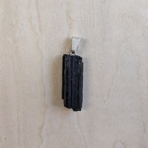 Vintage Raw Black Tourmaline Pendant